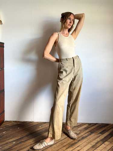 Vintage 1940's Stenciled Military Khaki Pants, 40'