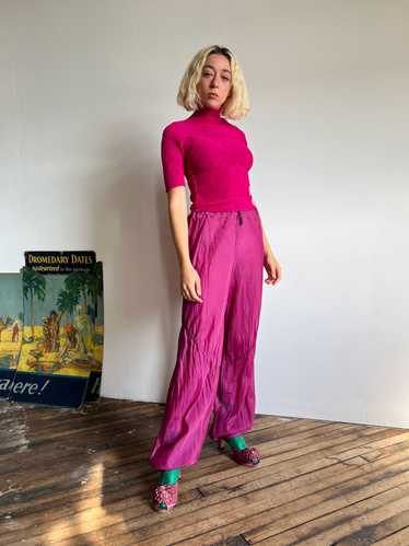 Vintage 1970's 1980's Magenta Wind Breaker Pants U