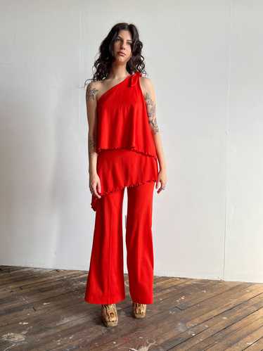 Vintage 1960's - 1970's Orange Tiered Jumpsuit, Gl