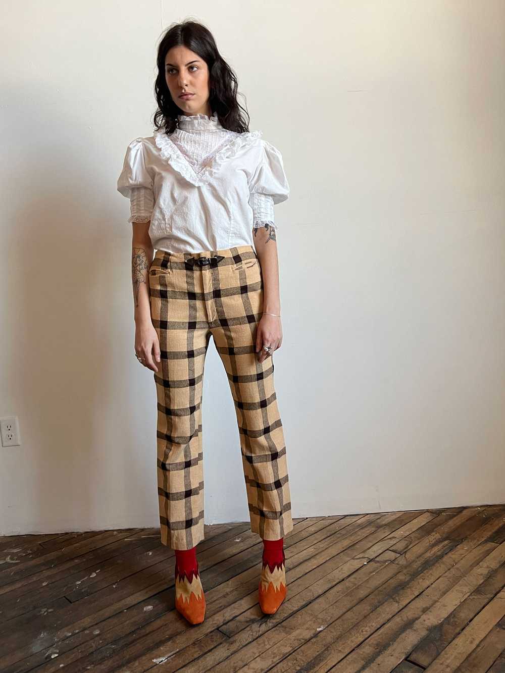 Vintage 1960's 1970's Wool Plaid Pants by H.I.S. - image 1