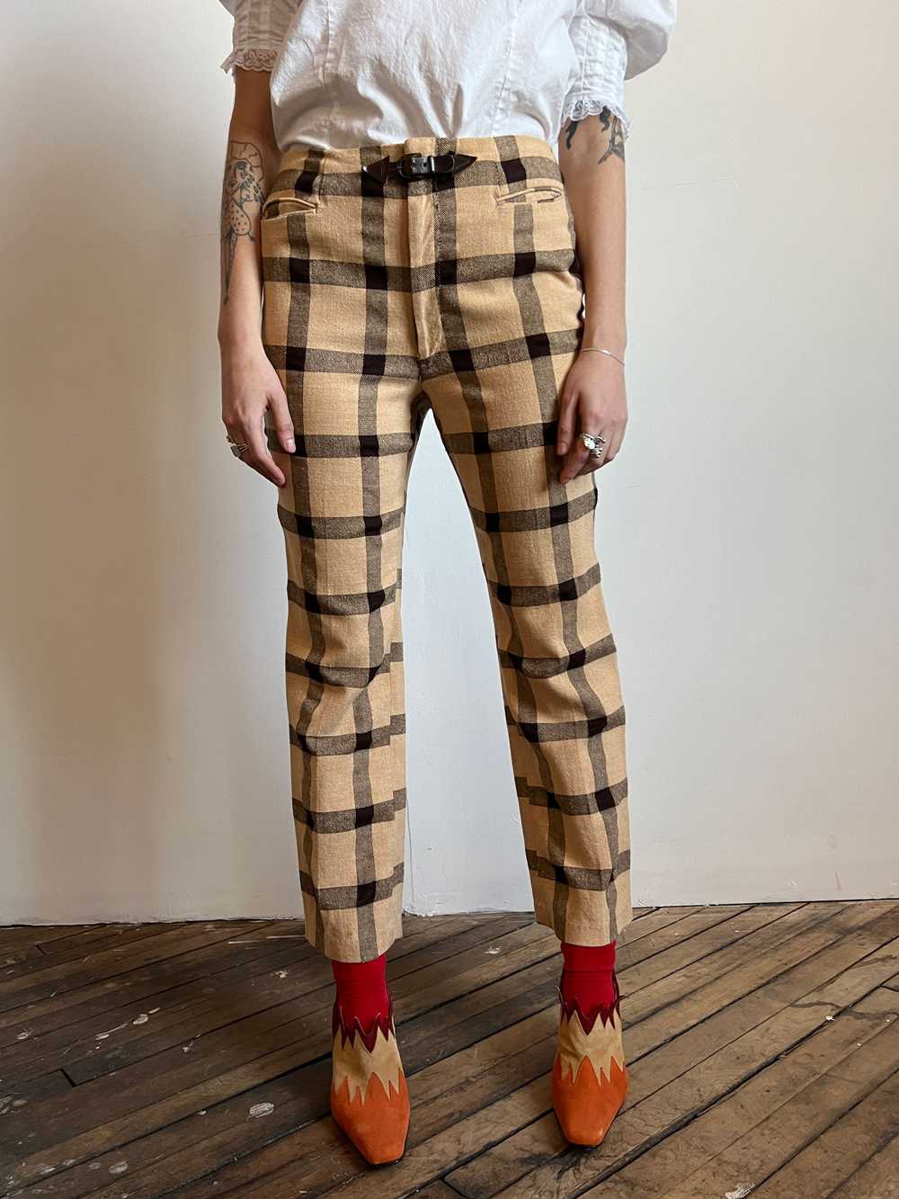 Vintage 1960's 1970's Wool Plaid Pants by H.I.S. - image 2