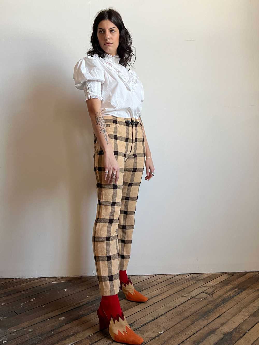 Vintage 1960's 1970's Wool Plaid Pants by H.I.S. - image 3