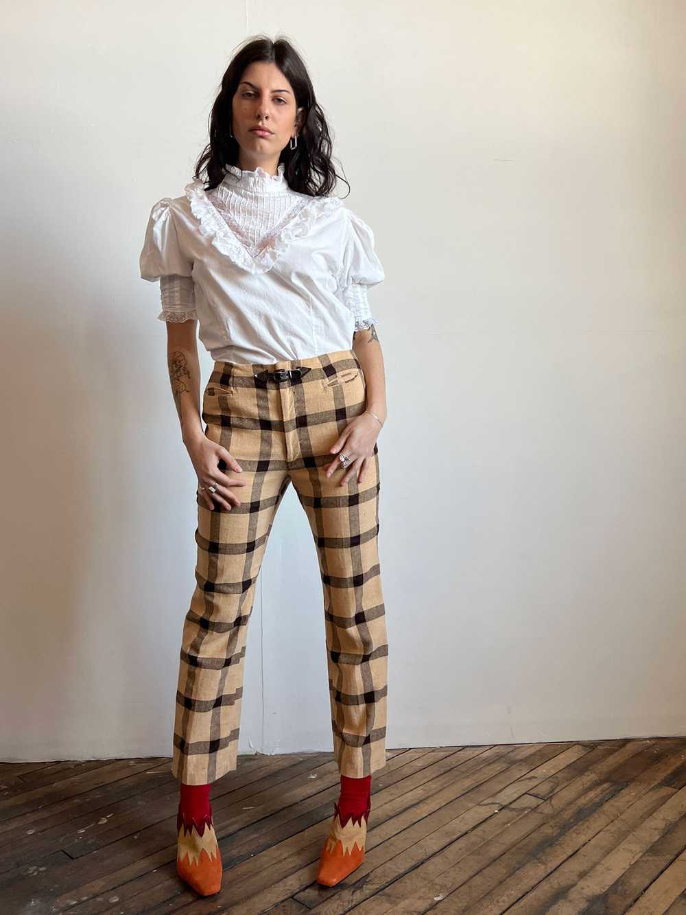 Vintage 1960's 1970's Wool Plaid Pants by H.I.S. - image 7