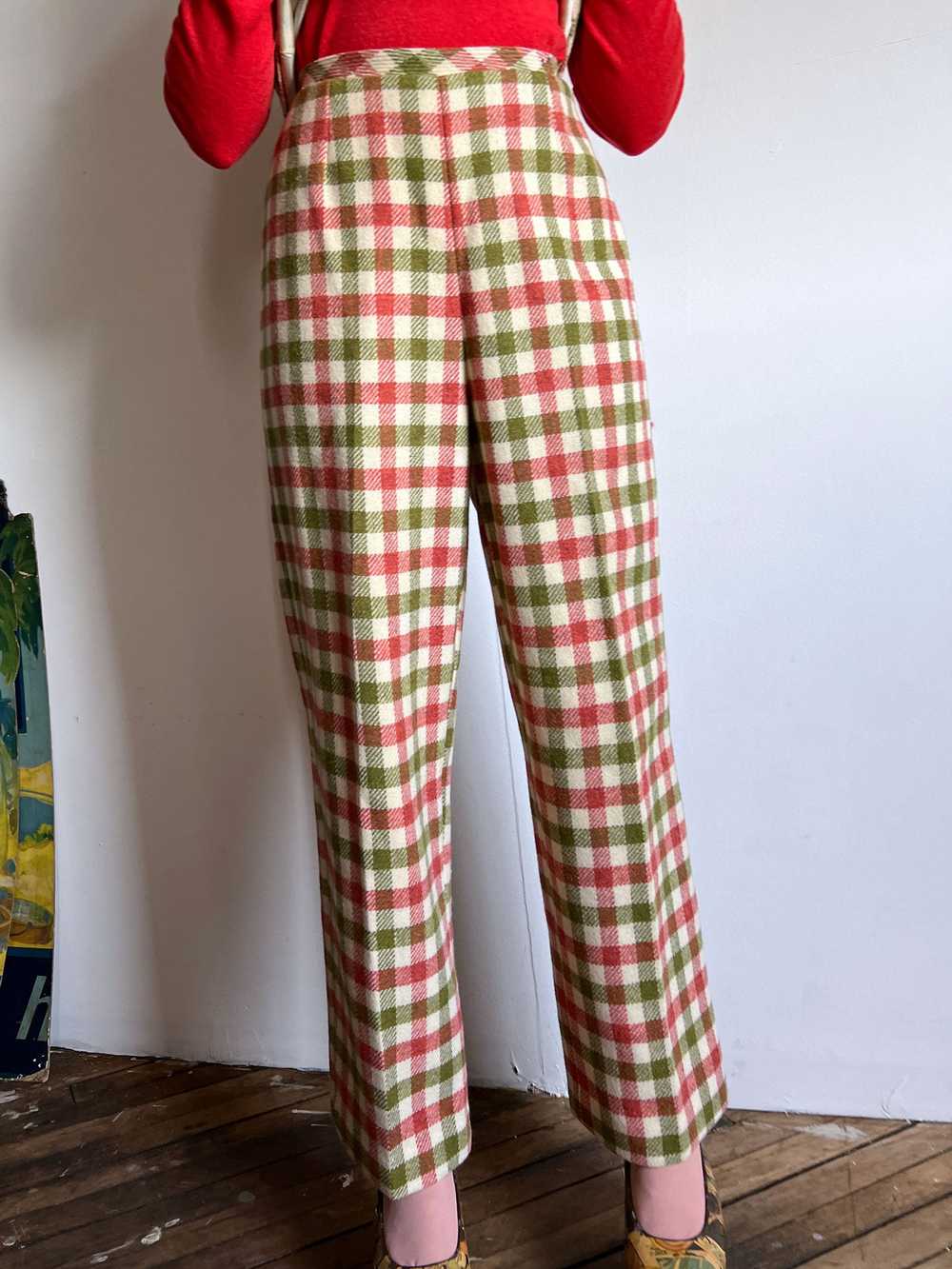 Vintage 1960's Wool Checkered Pant and Vest Set - image 3