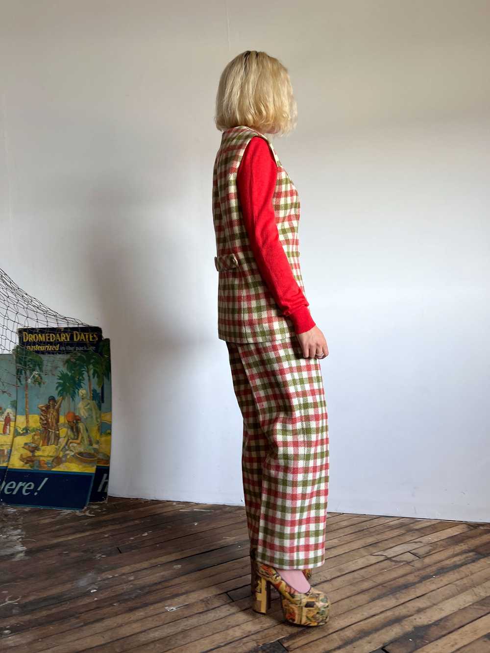 Vintage 1960's Wool Checkered Pant and Vest Set - image 6