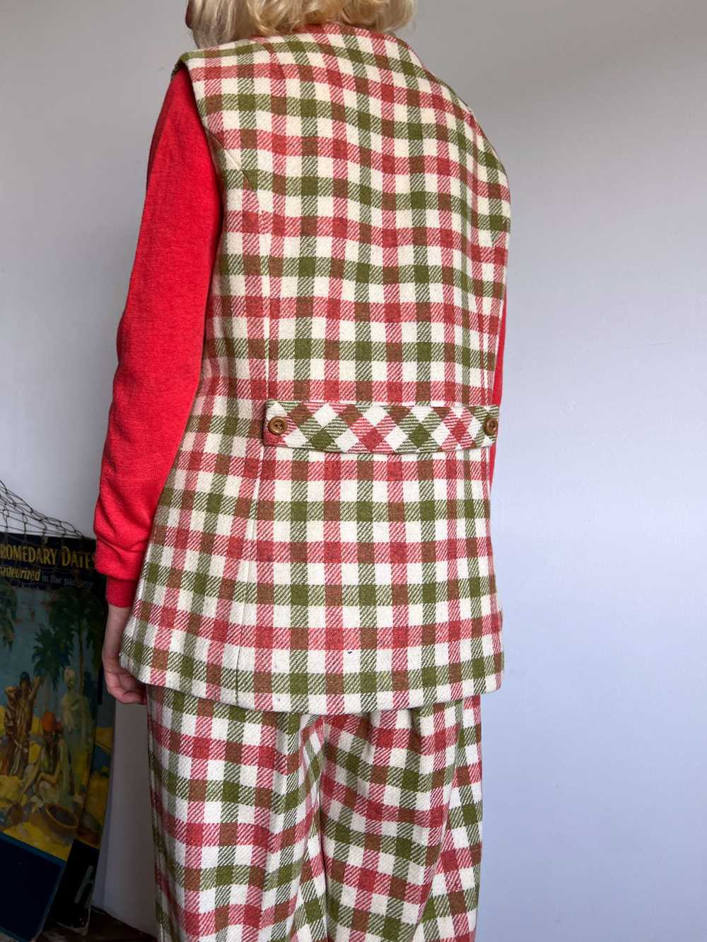 Vintage 1960's Wool Checkered Pant and Vest Set - image 9