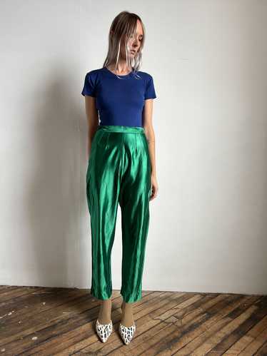 Vintage 1950's 1960's Bright Green Shiny Pants