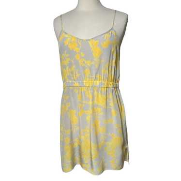 Aaron Ashe Strappy Silk Floral Mini Dress Grey Yel