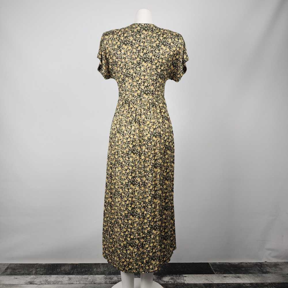 Vintage Yellow Flower Midi Dress Size S/M - image 10