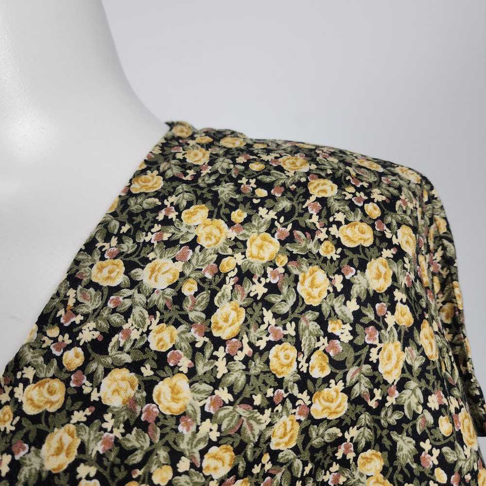 Vintage Yellow Flower Midi Dress Size S/M - image 3