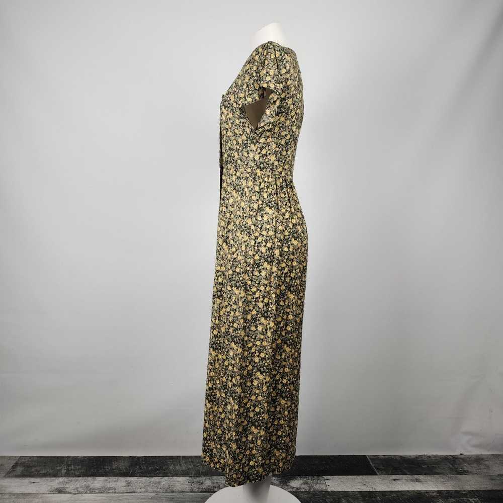 Vintage Yellow Flower Midi Dress Size S/M - image 9