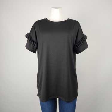 Reborn J Black Ruffle Sleeve Short Sleeve Top Siz… - image 1