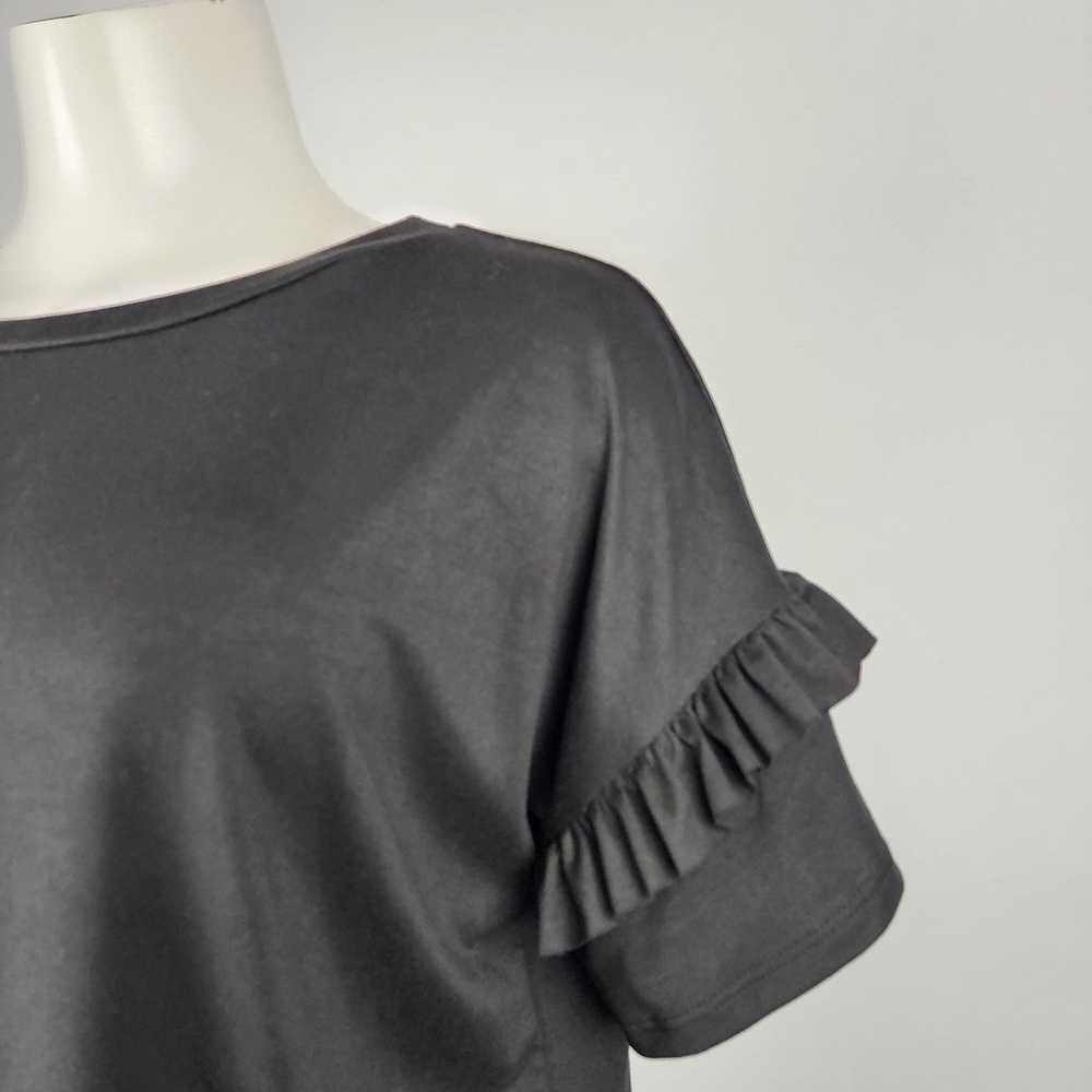 Reborn J Black Ruffle Sleeve Short Sleeve Top Siz… - image 2