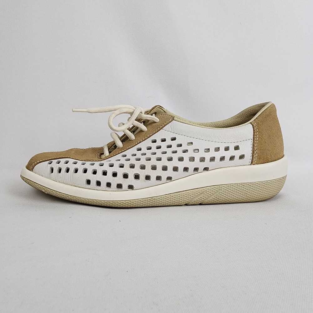 Rieker Anti Stress White & Brown Leather Lace Up … - image 1