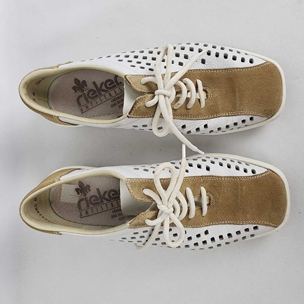 Rieker Anti Stress White & Brown Leather Lace Up … - image 3