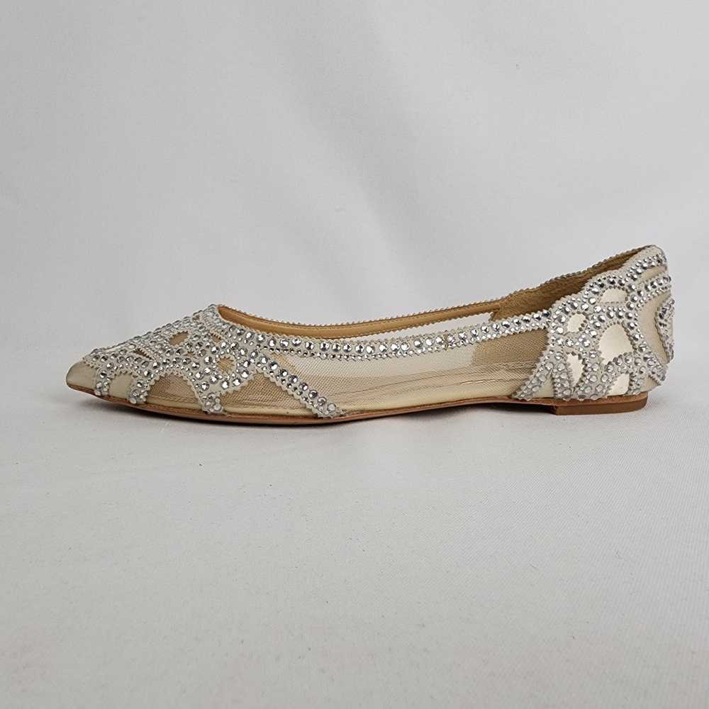 Badgley Mischka Gigi Silver Studded Ballet Flat S… - image 1