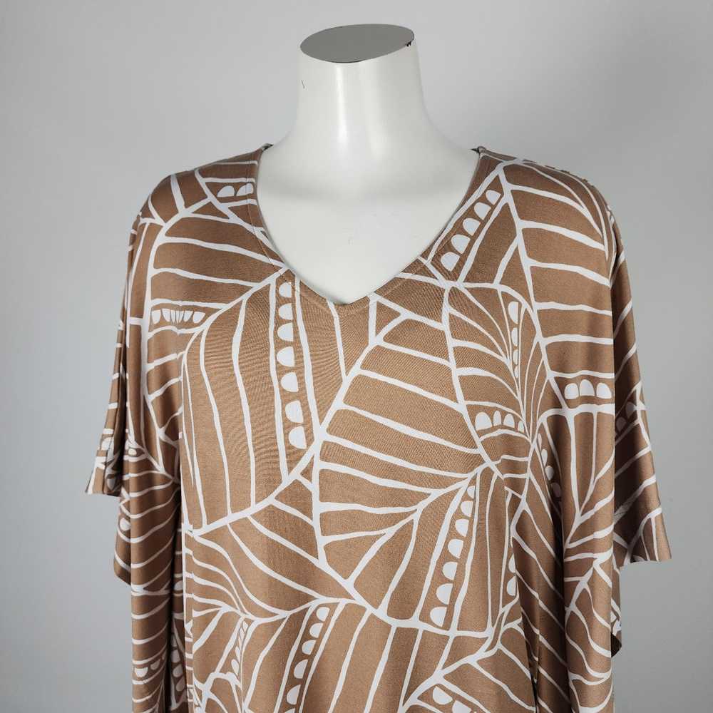 Joan Rivers Brown Tropical Kaftan Dress Size S - image 2