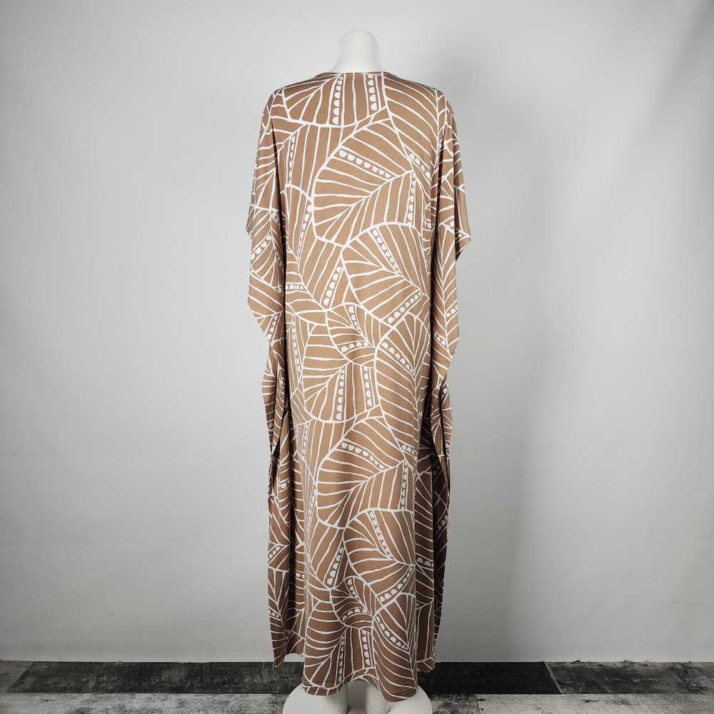 Joan Rivers Brown Tropical Kaftan Dress Size S - image 6