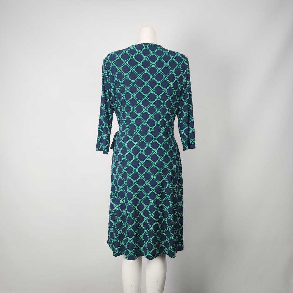 Chaps Navy & Green Faux Wrap Dress Size L - image 6