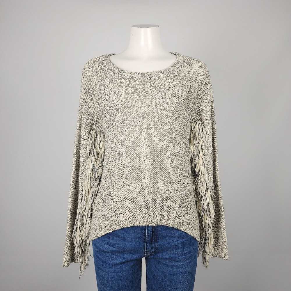 Retrod Cream & Black Knit Fringe Sweater Size S - image 1