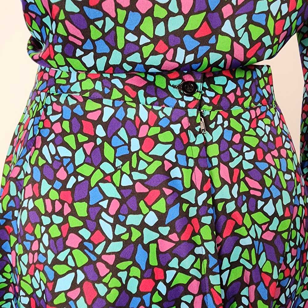 Vintage Giorgio Fellini Stained Glass Print Skirt… - image 11