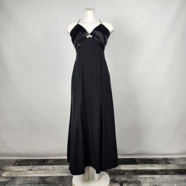 Vintage Lori Ann Montreal store Black Fishnet Rhinestone Halter Dress