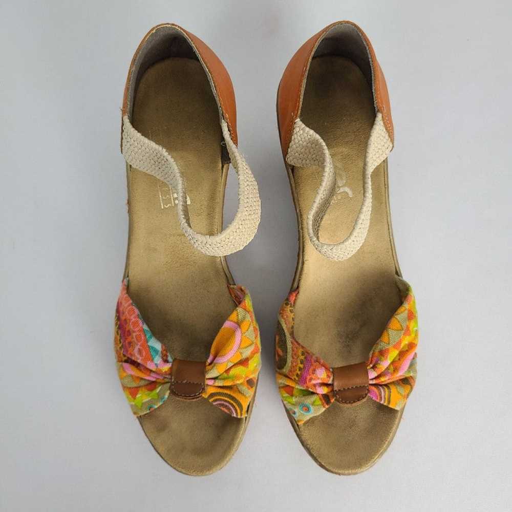 Rieker Wedge Bow Sandals Leather Orange Flower Si… - image 11