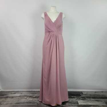 Davids Bridal Pink Long Chiffon Bridesmaids Dress 