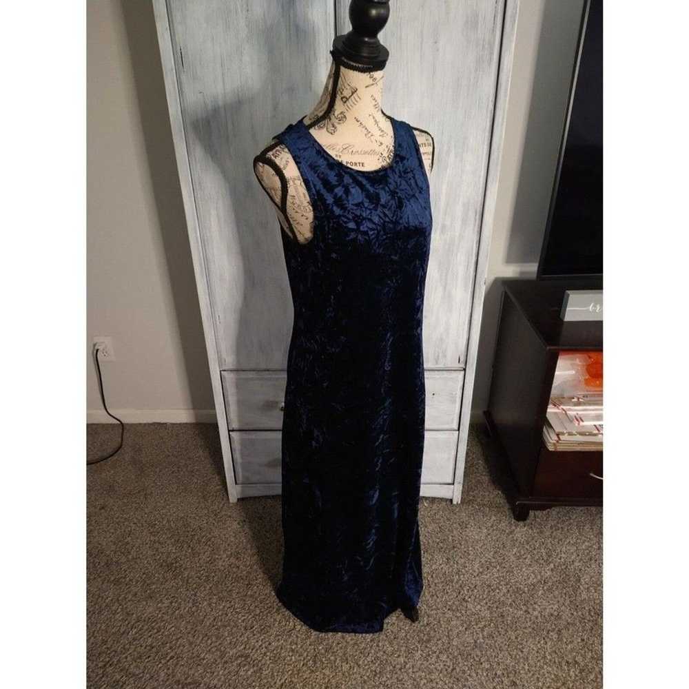 Natural Life Y2K Boho blue velour maxi  dress Sma… - image 3