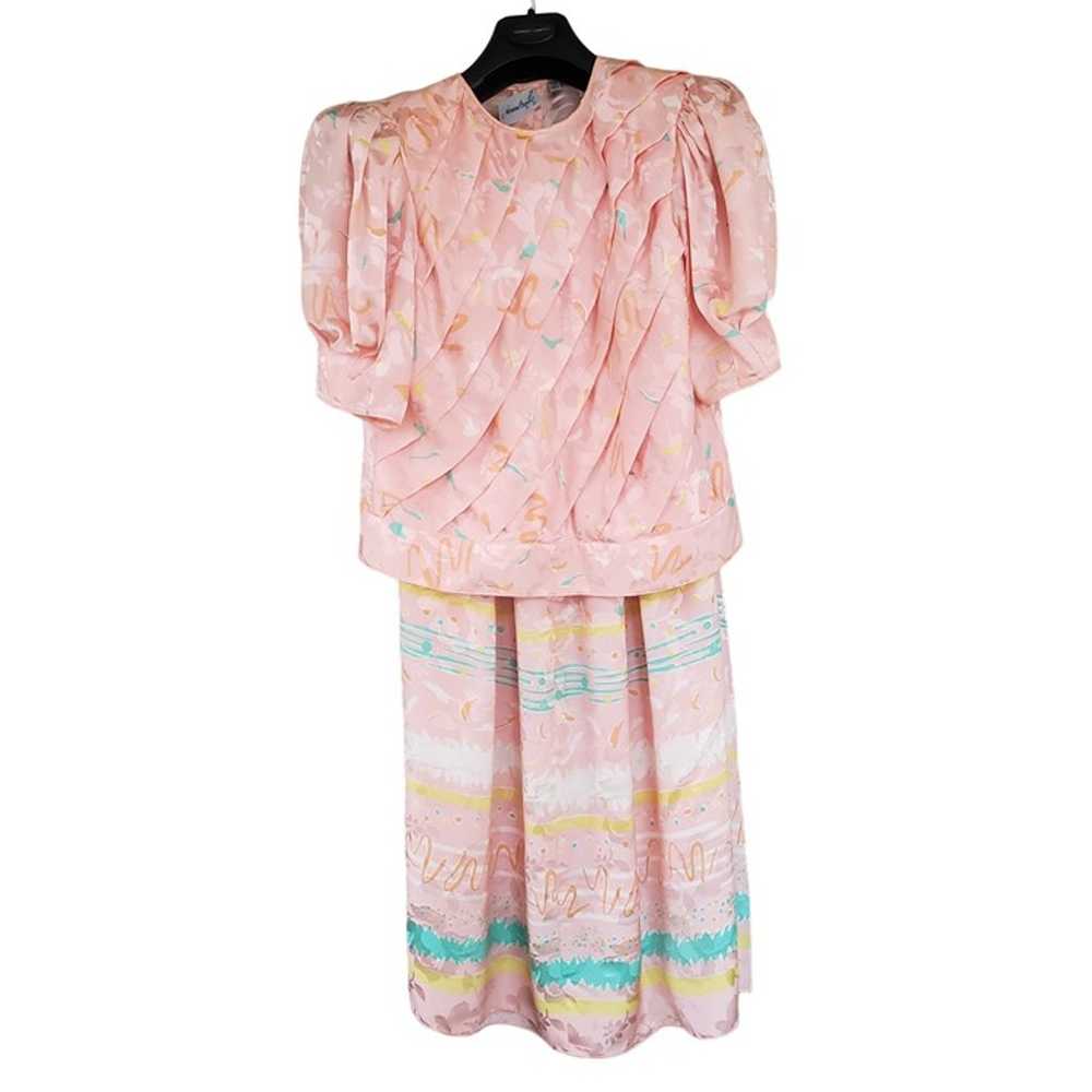 VINTAGE 80s 90s Adrianna Papelle Peach Silk Blous… - image 1