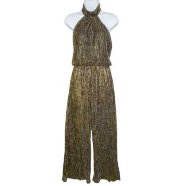 Lulus S Elegant Dazzle Metallic Gold Halter Wide L