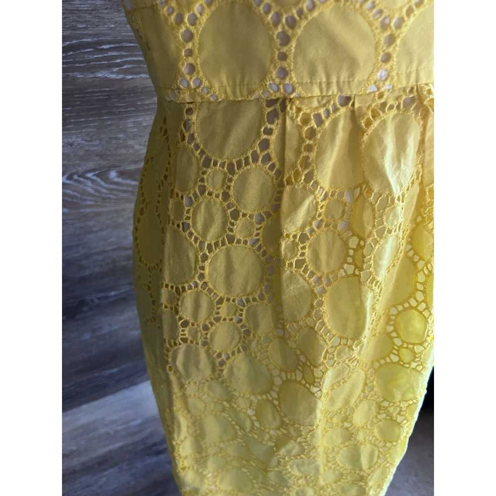 Shoshanna Womens Dress Yellow Eyelet Deep V Neck … - image 5