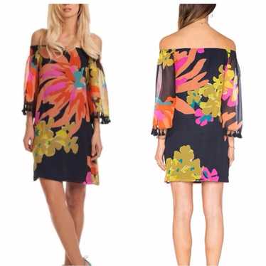 Trina Turk Amaris Silk Floral Off Shoulder Dress S