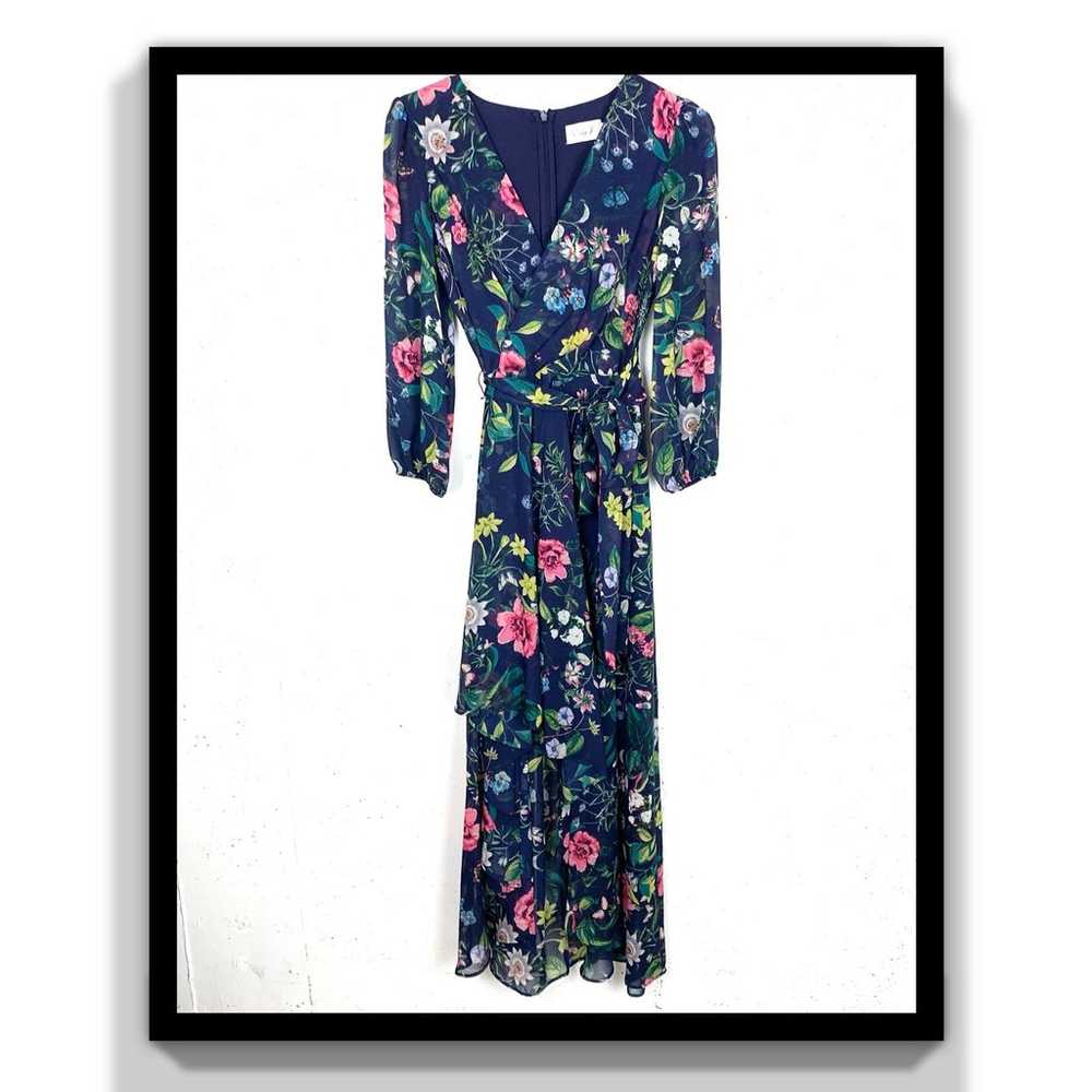 Eliza J Womens Faux Wrap Floral Midi Dress Blue M… - image 4