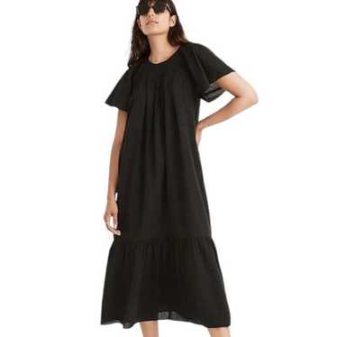 Madewell Black Embroidered Smocked Oversized Cott… - image 1