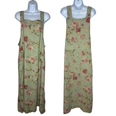 Vtg F.L. Malik Women's Sz M Floral Linen Blend Ov… - image 1