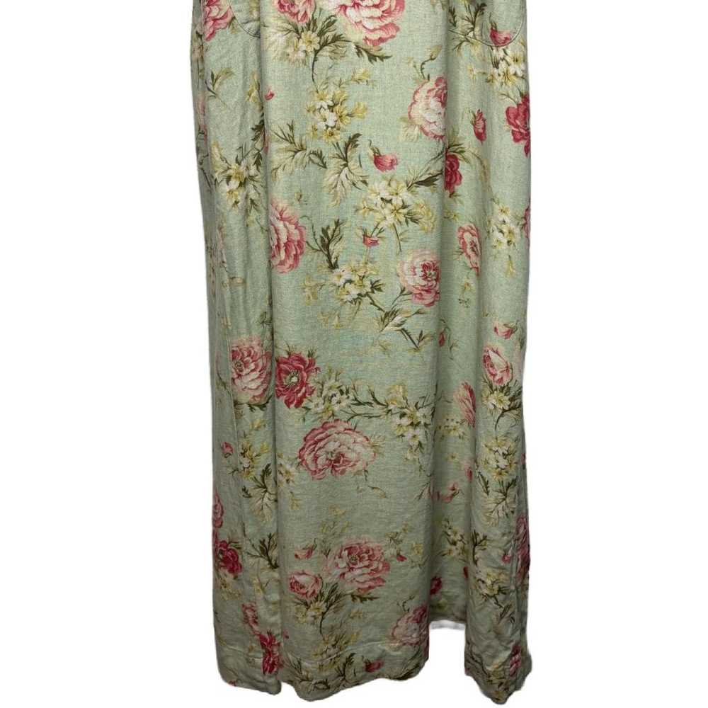 Vtg F.L. Malik Women's Sz M Floral Linen Blend Ov… - image 2