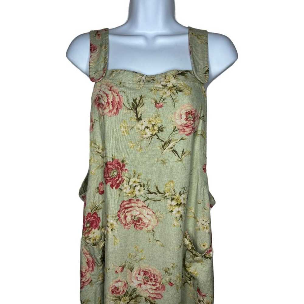 Vtg F.L. Malik Women's Sz M Floral Linen Blend Ov… - image 3