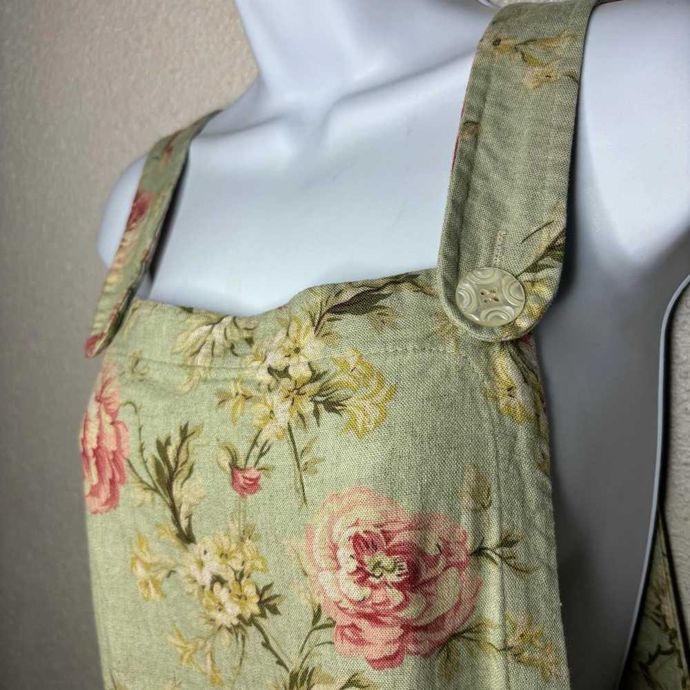 Vtg F.L. Malik Women's Sz M Floral Linen Blend Ov… - image 4