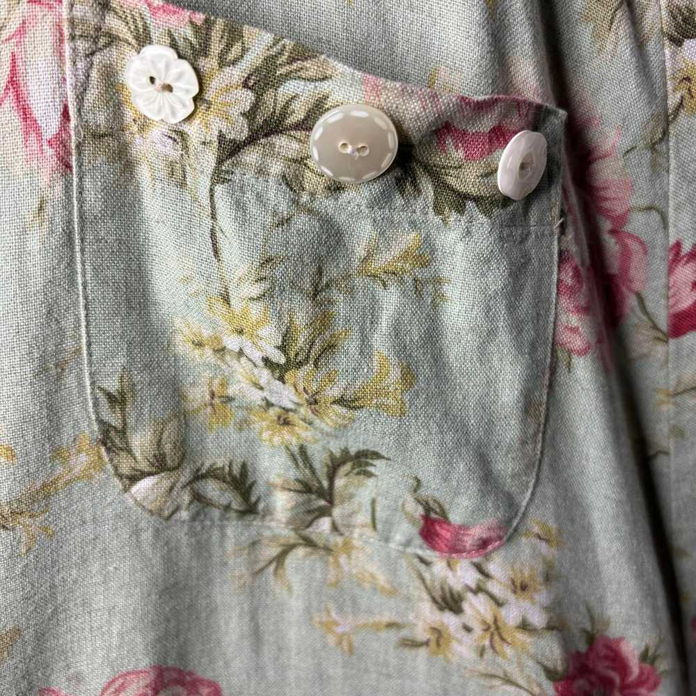 Vtg F.L. Malik Women's Sz M Floral Linen Blend Ov… - image 5