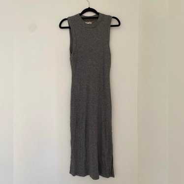 Madewell Midi Dress Ribbed Mockneck Gray Grey Woo… - image 1