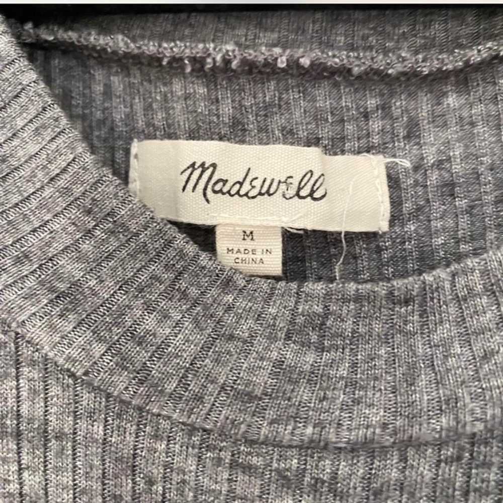 Madewell Midi Dress Ribbed Mockneck Gray Grey Woo… - image 5