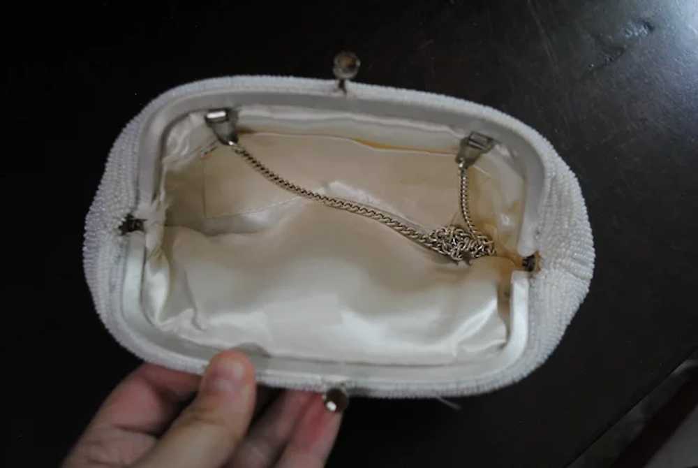 White Beaded Evening Purse / Clutch - image 7