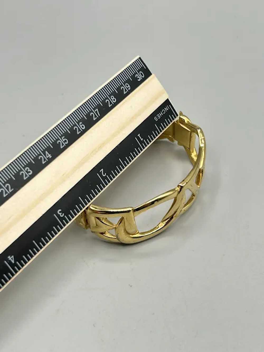 Vintage Monet Gold Tone Wide Clamper Bangle Brace… - image 10