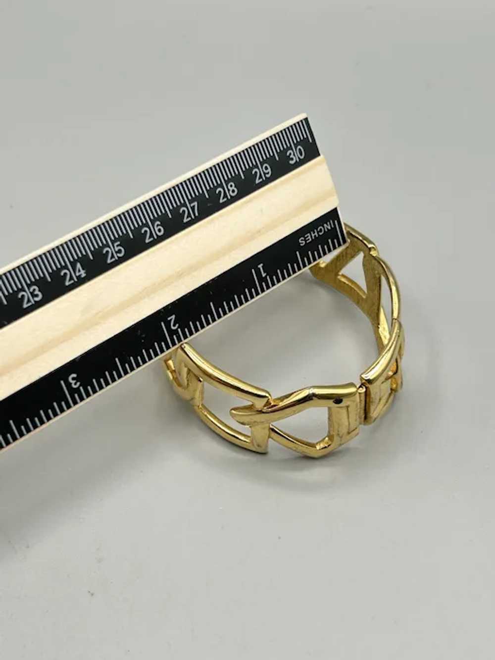 Vintage Monet Gold Tone Wide Clamper Bangle Brace… - image 11