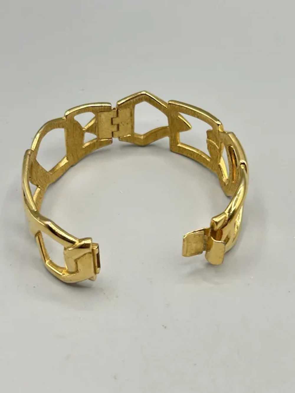 Vintage Monet Gold Tone Wide Clamper Bangle Brace… - image 7