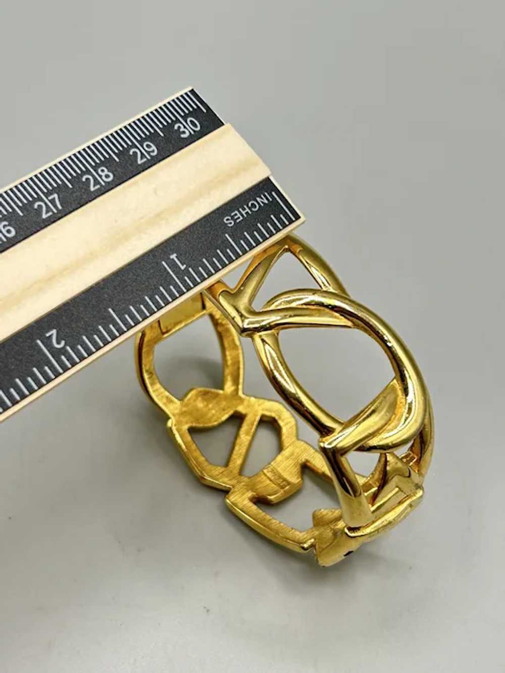 Vintage Monet Gold Tone Wide Clamper Bangle Brace… - image 9