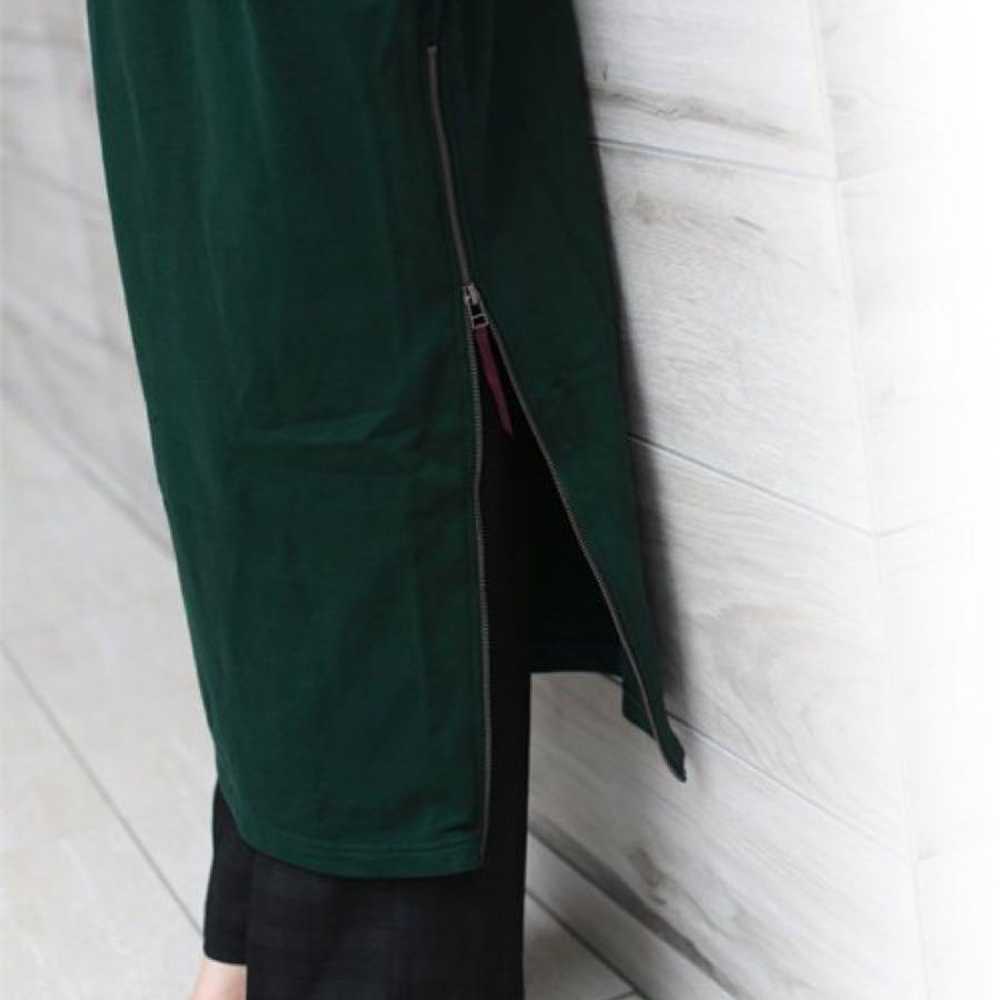 Hunch Hoodie Side Zip One Piece Long Dress Green - image 4