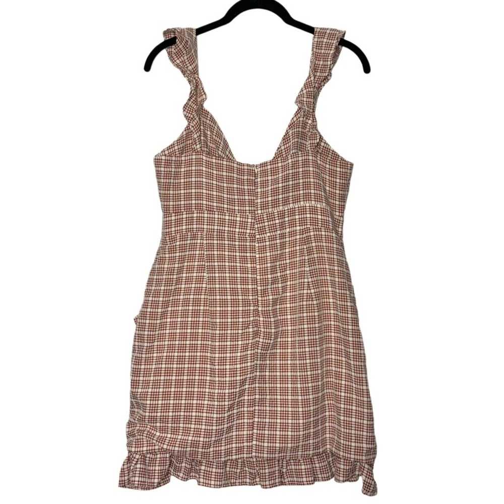 Storia Red Plaid Ruffled Self Tie Front Mini Dres… - image 2