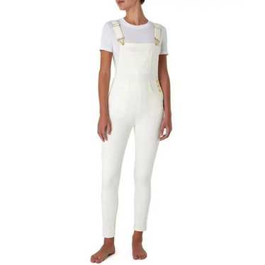 We Wore What White Denim Overalls Cotton Stretch … - image 1